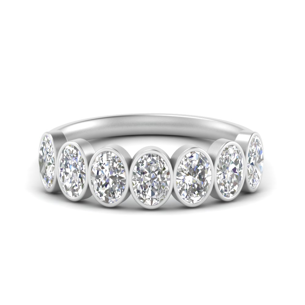 1.75 Ct. Oval Bezel 7 Stone Diamond Anniversary Ring with 950 Platinum White Diamond
