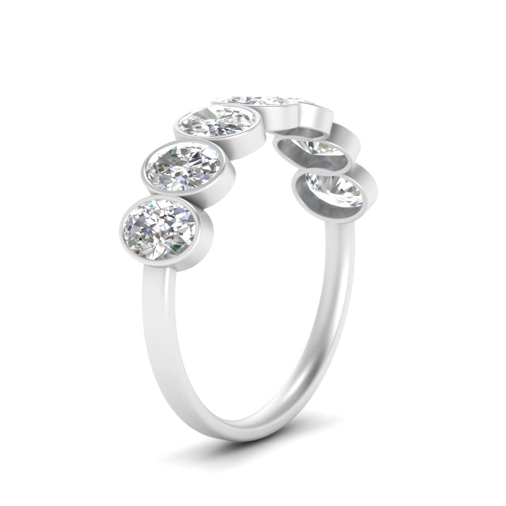 1.75 Ct. Oval Bezel 7 Stone Diamond Anniversary Ring with 950 Platinum White Diamond