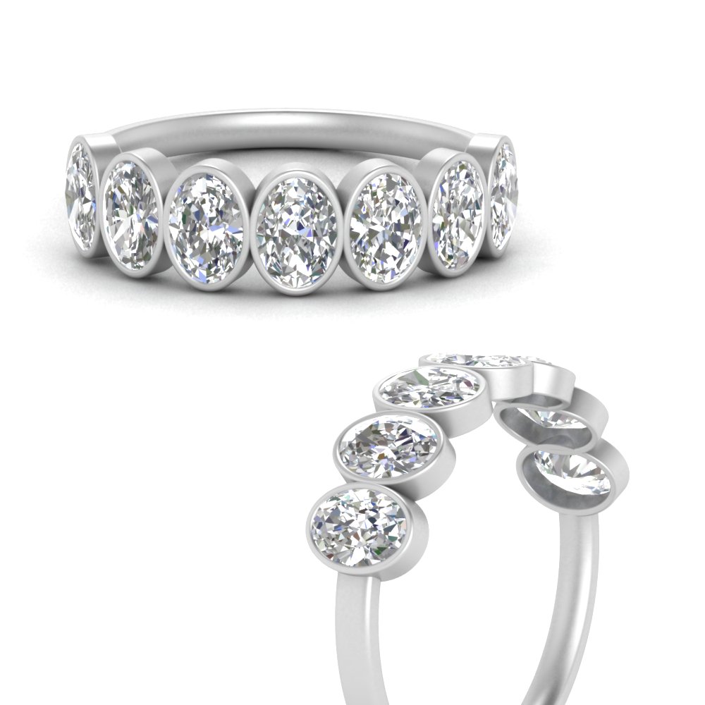 1.75 Ct. Oval Bezel 7 Stone Diamond Anniversary Ring with 950 Platinum White Diamond