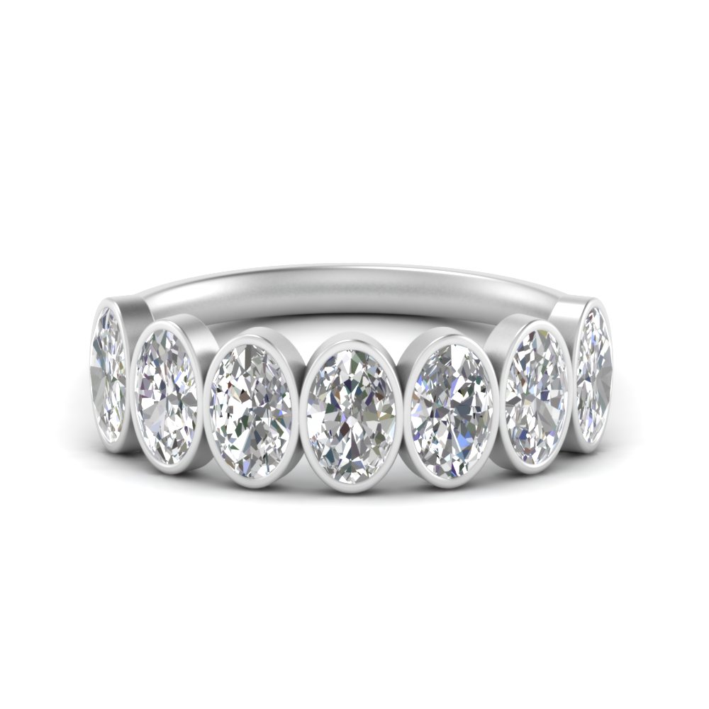 Oval Bezel 7 Stone Diamond Anniversary Ring 2 Carat with White Diamond in 950 Platinum