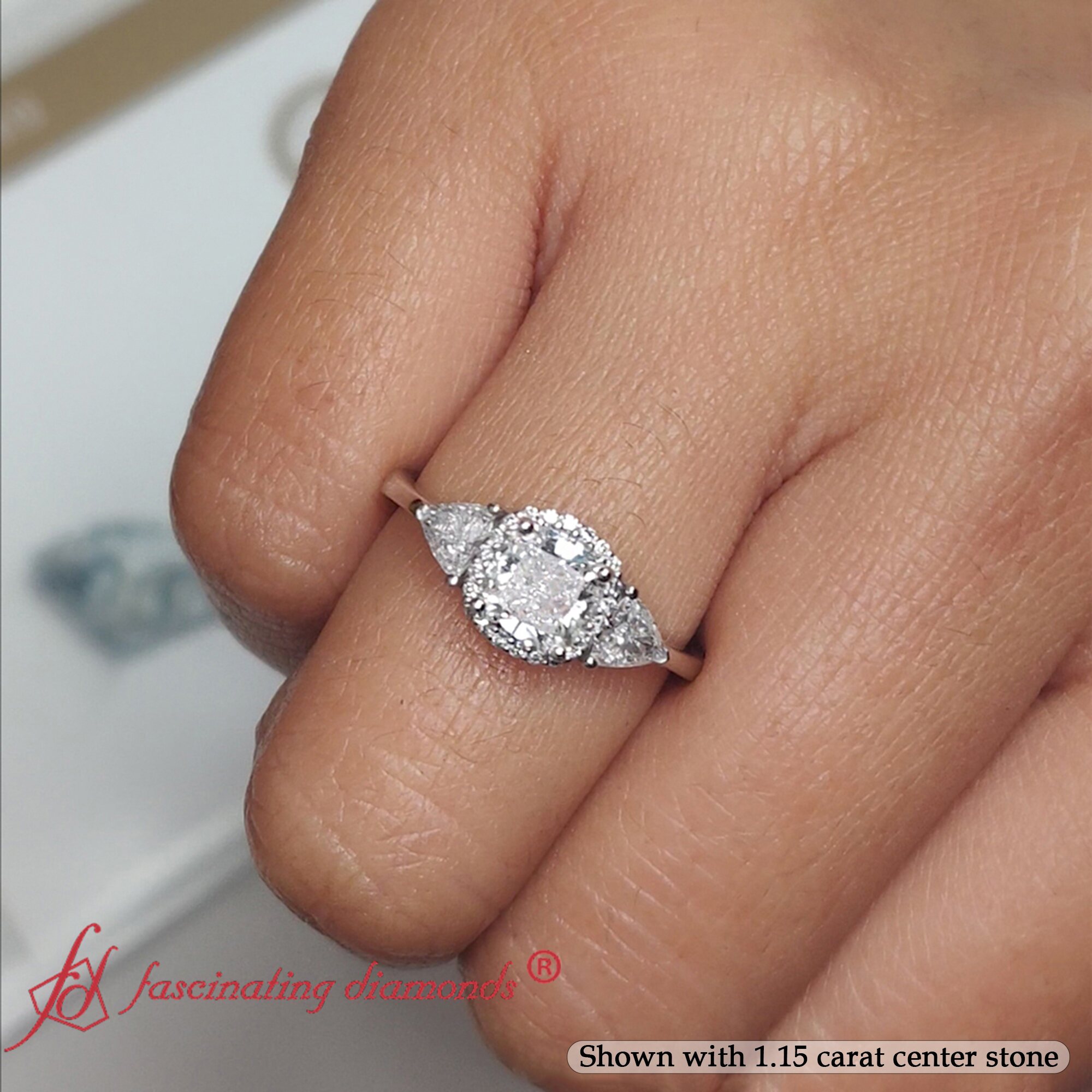 1.50 carat cushion cut trillion halo diamond ring in FD10767CUR(1)