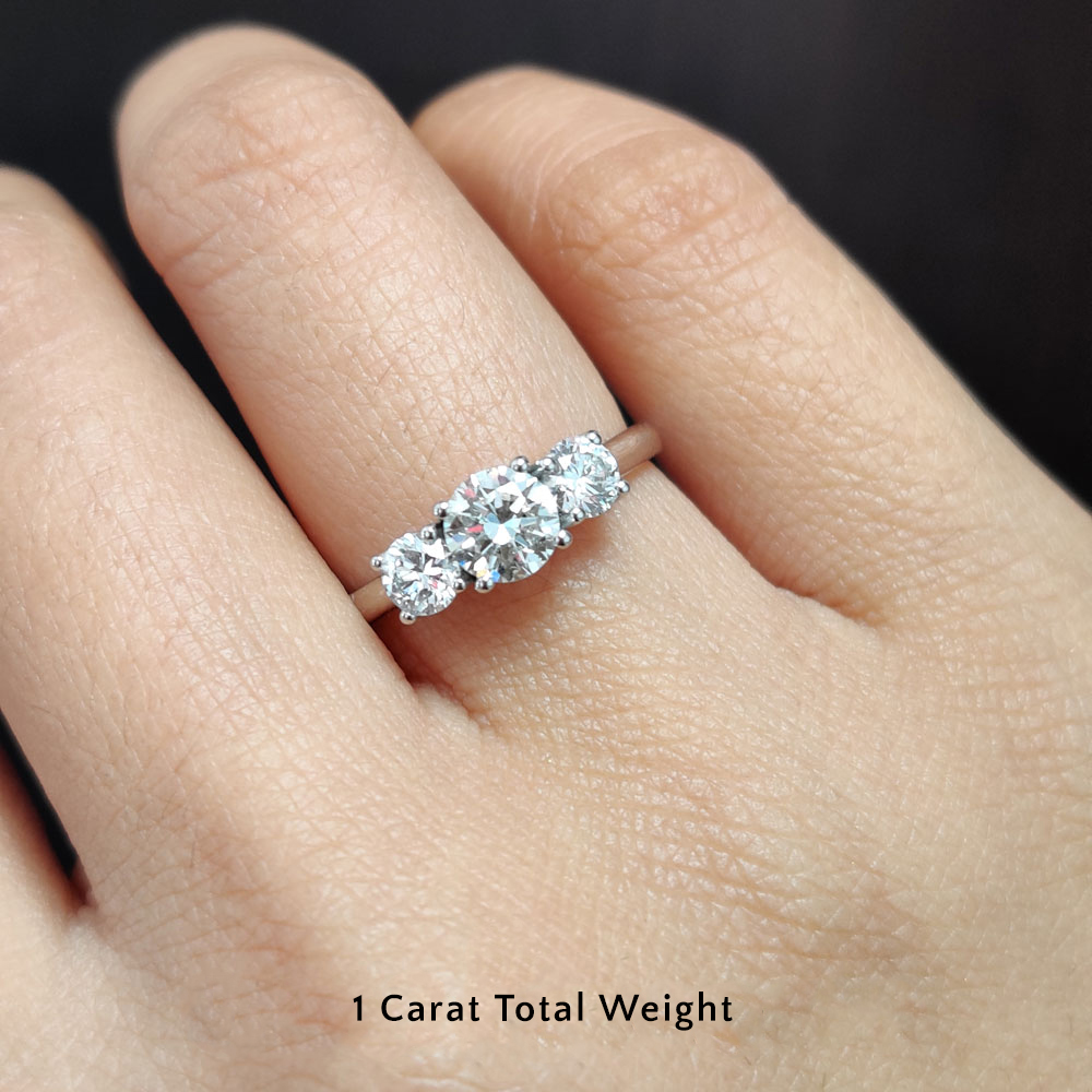 Økonomi privilegeret hvede Trellis 3 Stone Engagement Ring 1 Carat In 14K White Gold | Fascinating  Diamonds