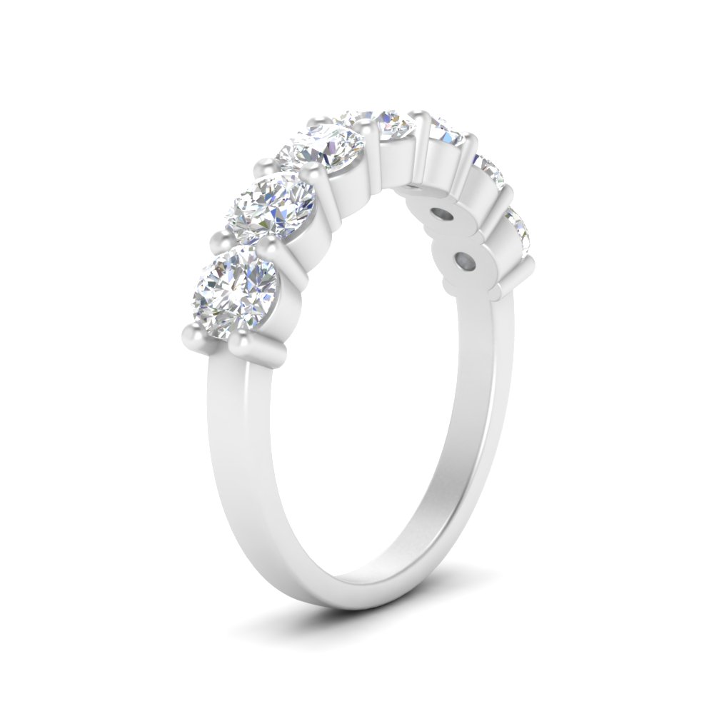 1.50 Carat Shared Prong 7 Stone Diamond Ring with 14K White Gold White Diamond