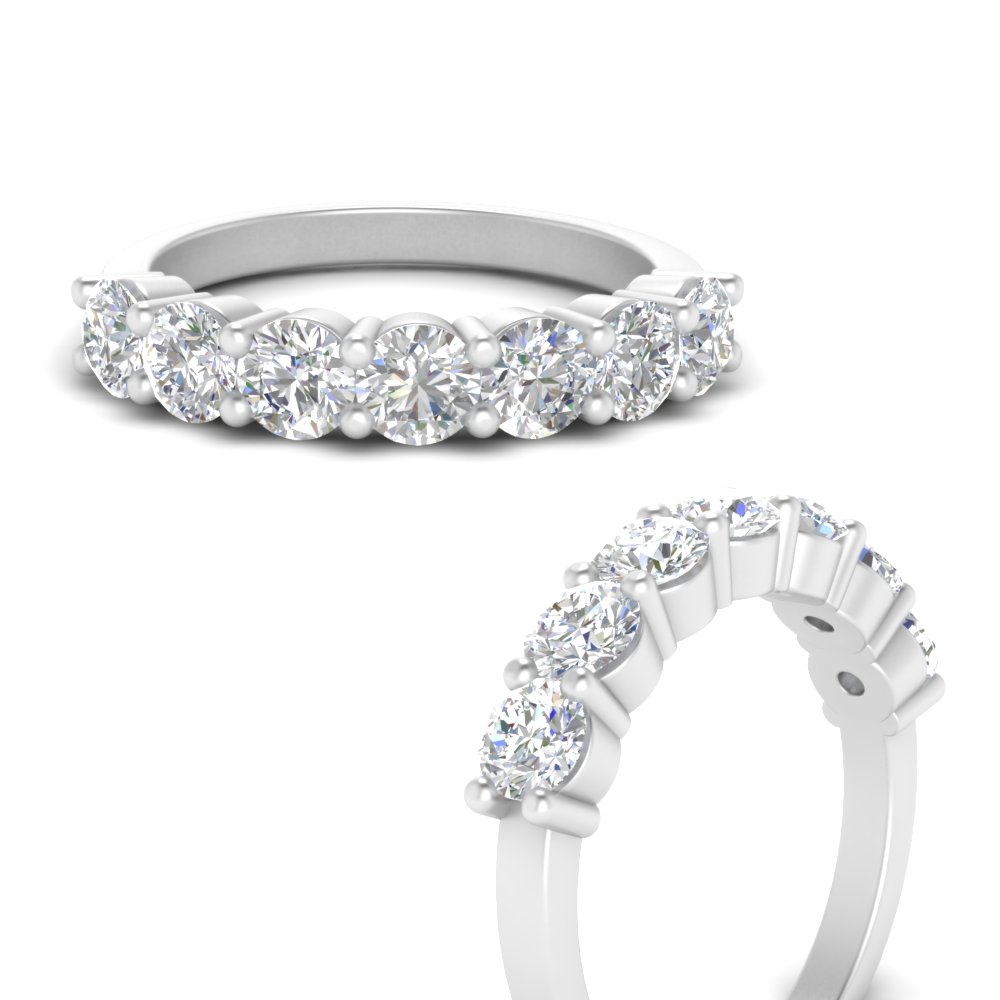 1.50 Carat Shared Prong 7 Stone Diamond Ring with 14K White Gold White Diamond