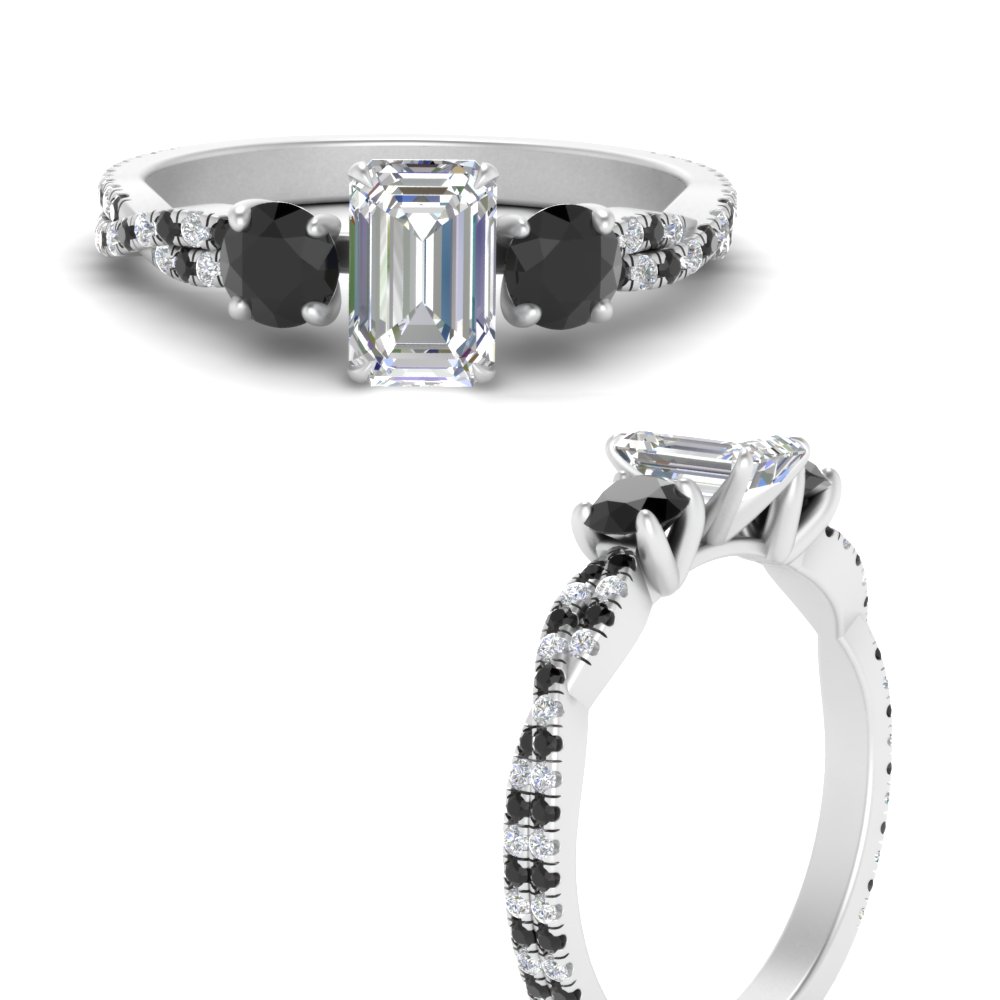 14k White Gold White and Black Diamond Twist Ring