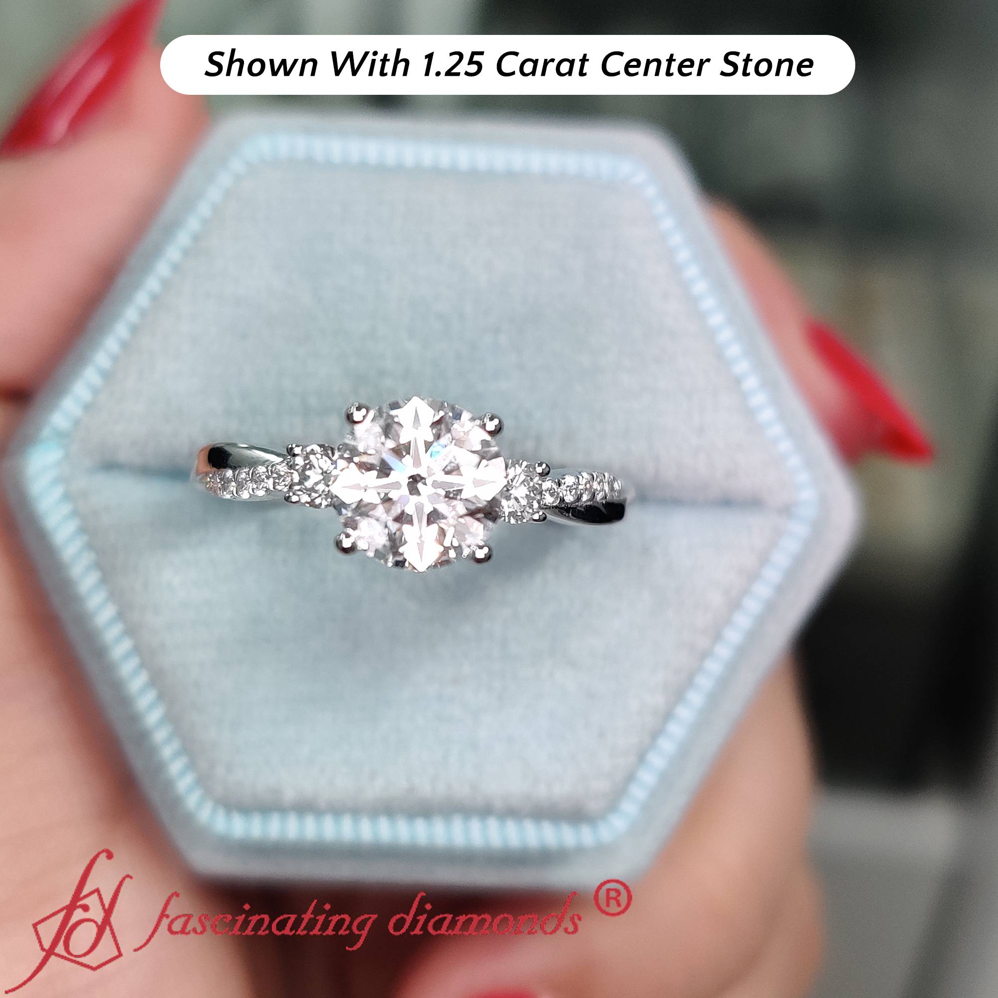 Round Shaped Twisted Vine Vintage Round Cut Diamond Engagement Ring with White Diamond in 14K White Gold