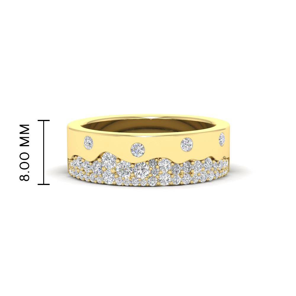Mountain Stone Mens Wedding Ring with 14K Yellow Gold White Diamond