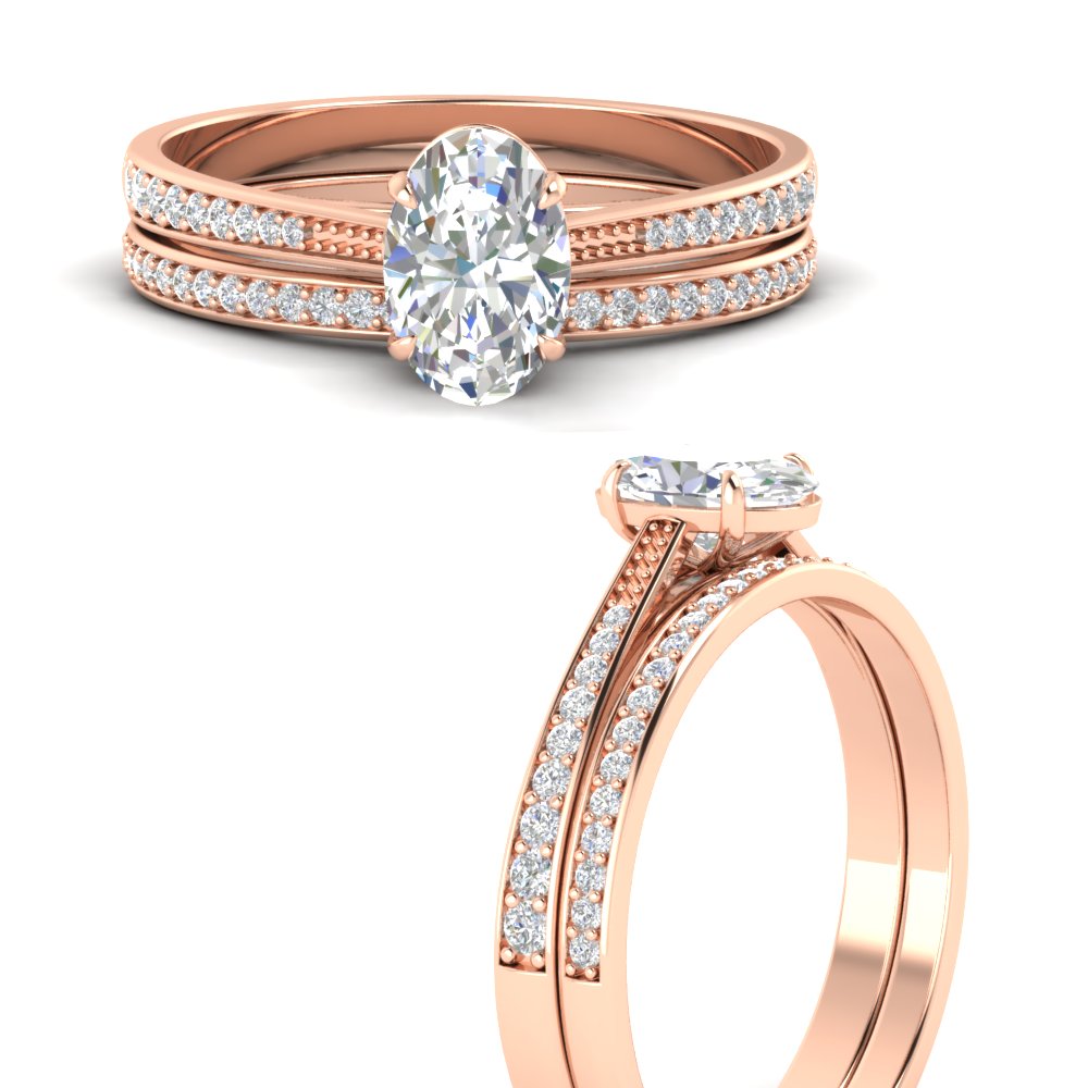 New 18k rose gold popular wedding ring set