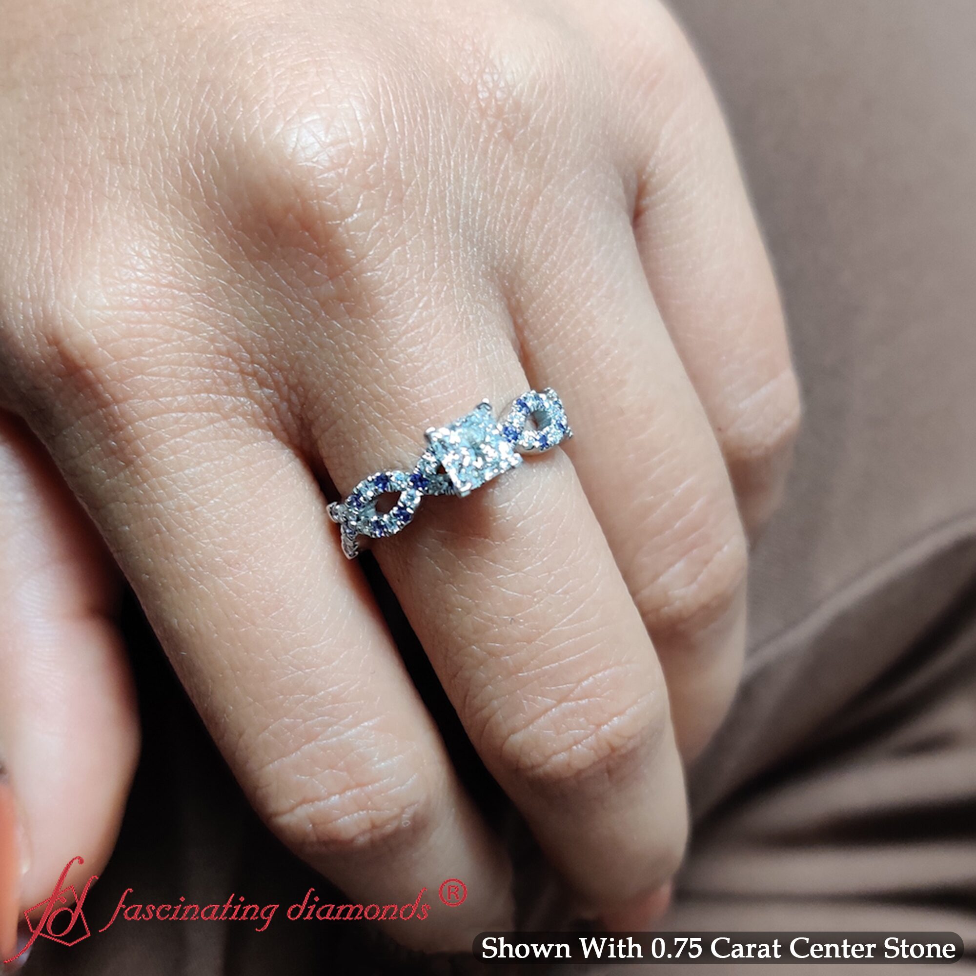 0.75 Carat Princess Cut Infinity Ring with 950 Platinum Purple Amethyst