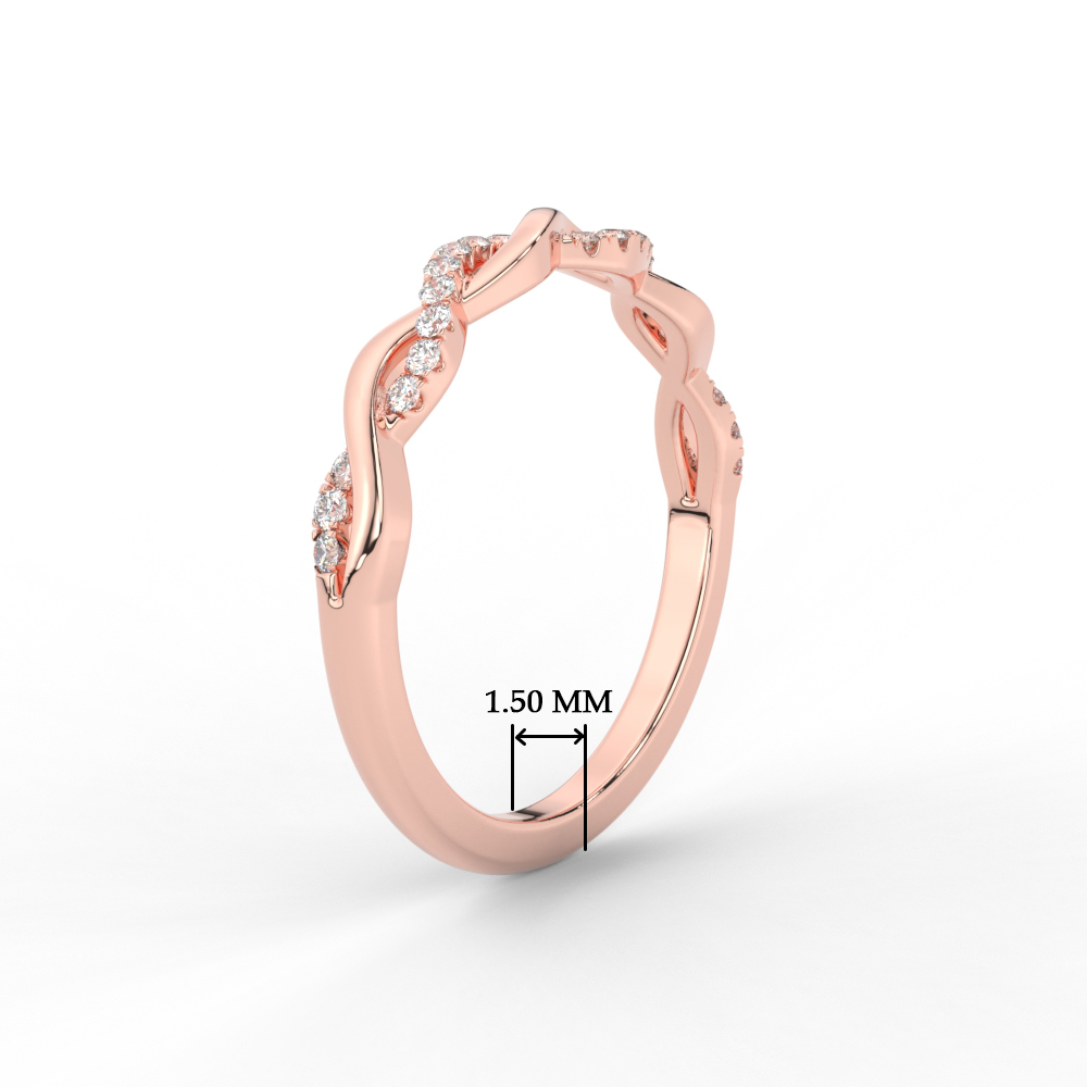 Infinity Wedding Promise Band with 14K Rose Gold White Diamond