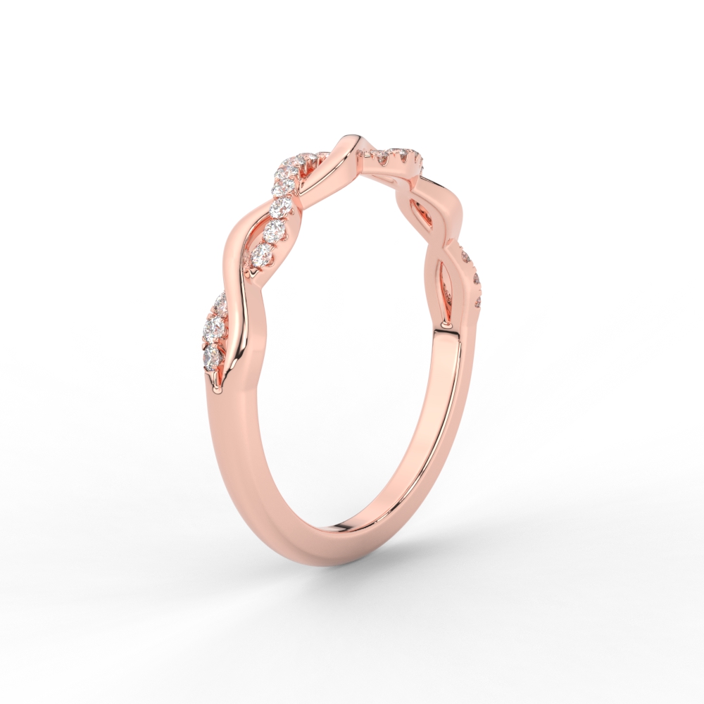 Infinity Wedding Promise Band with 14K Rose Gold White Diamond
