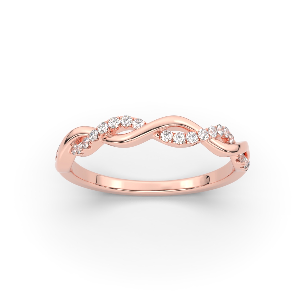 Infinity Wedding Promise Band with 14K Rose Gold White Diamond