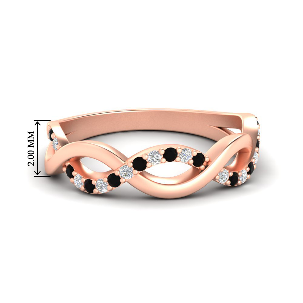 Unusual Wedding Rings with 14K Rose Gold Black Diamond
