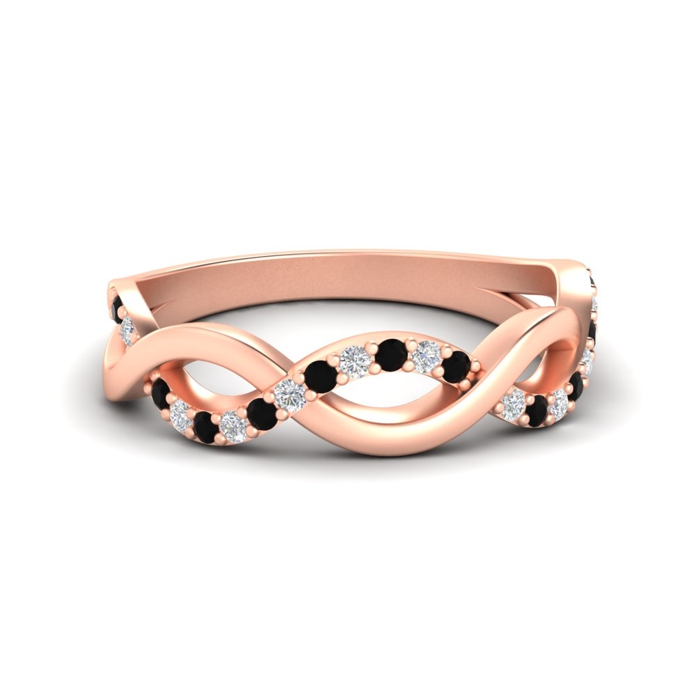 Unusual Wedding Rings with 14K Rose Gold Black Diamond