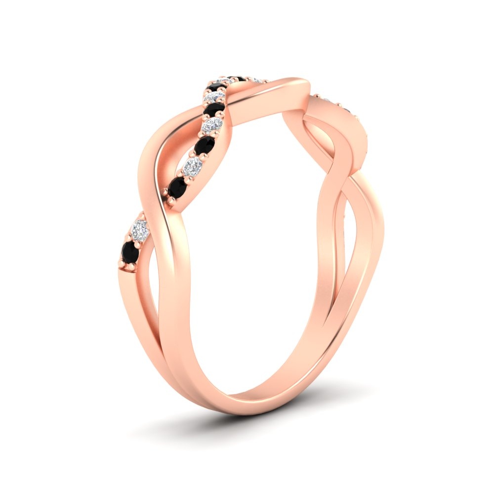 Unusual Wedding Rings with 14K Rose Gold Black Diamond