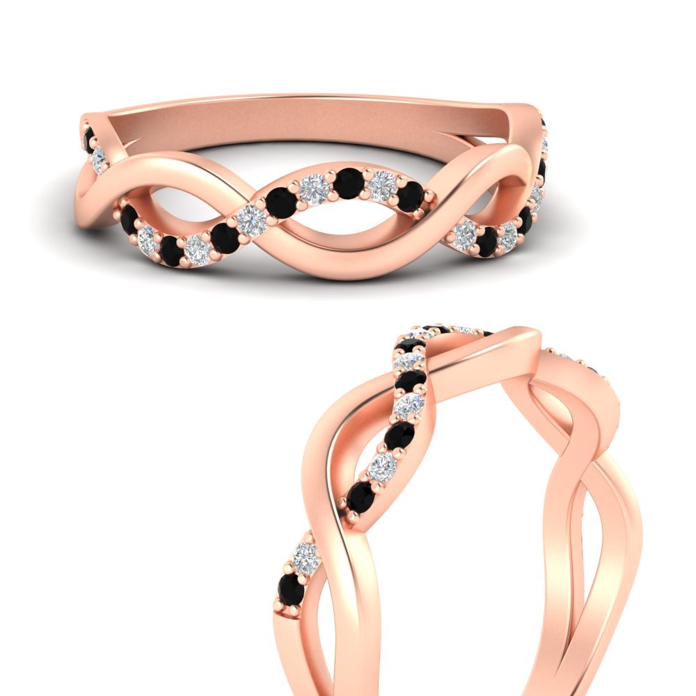 Unusual Wedding Rings with 14K Rose Gold Black Diamond