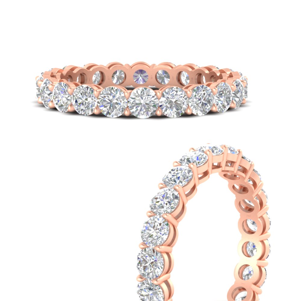 3 Ctw. Round Diamond Eternity Band Ring with 14K Rose Gold White Diamond