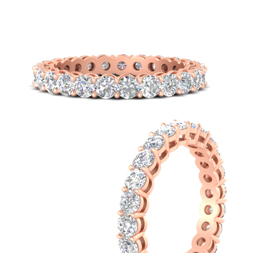 Round Eternity Band For Engagement Ring 2 Ctw with 14K Rose Gold White Diamond