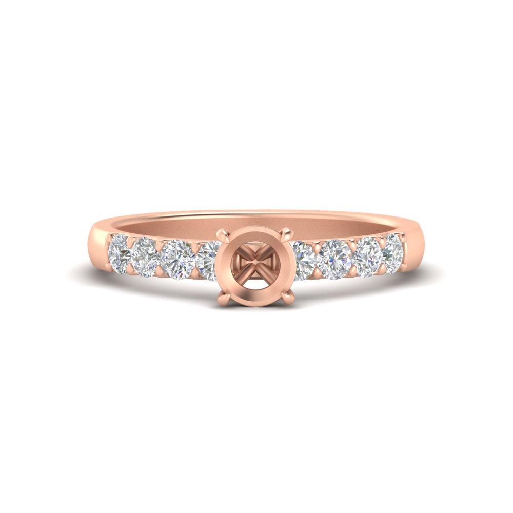 Semi Mount Shaped Simple Classic Engagement Ring with White Diamond 14K Rose Gold