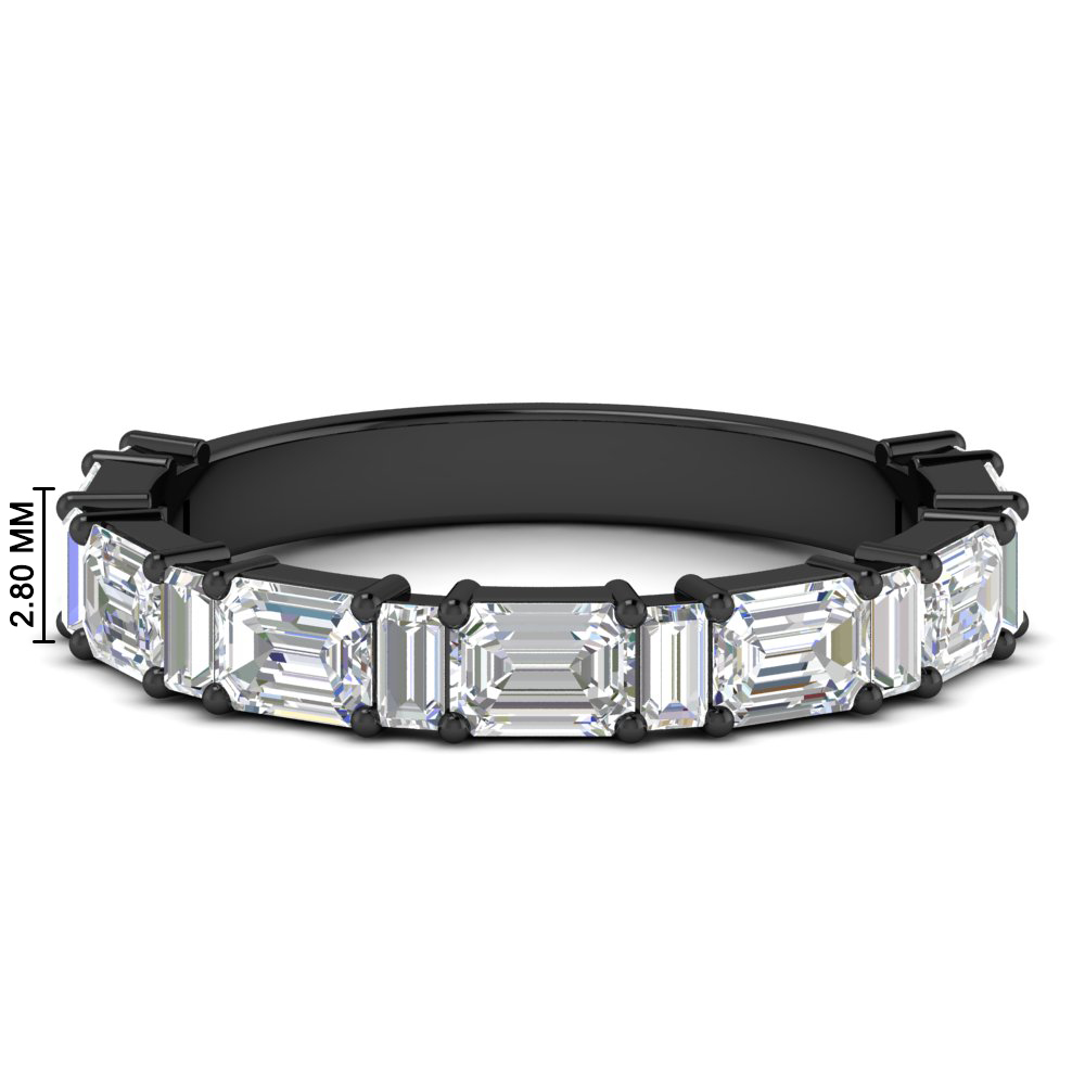 Emerald Baguette Wedding Anniversary Black Band with 14K Black Gold White Diamond