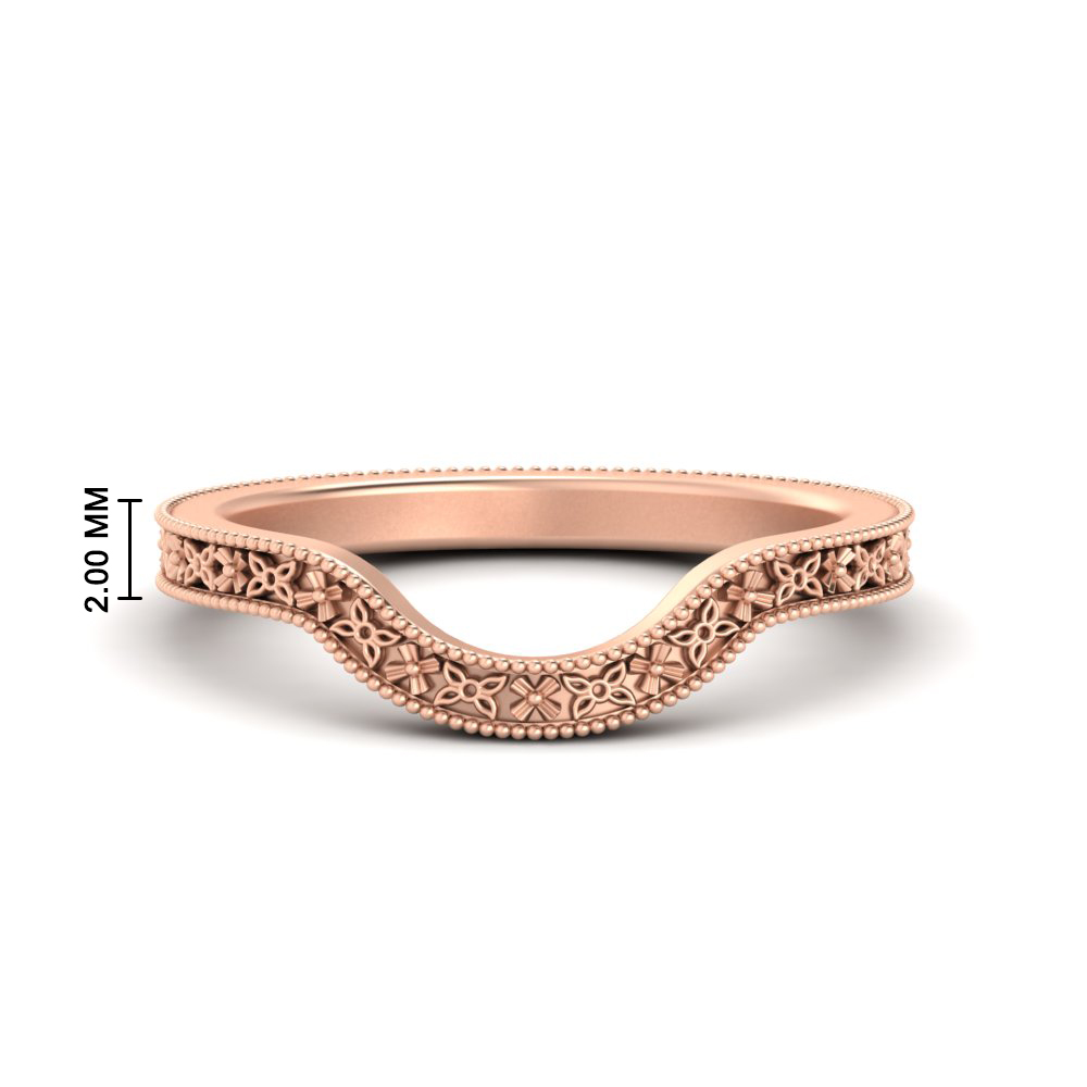 Curved Band For Vintage Ring with 14K Rose Gold undefined