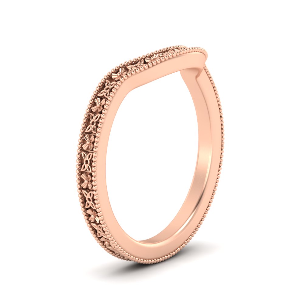 Curved Band For Vintage Ring with 14K Rose Gold undefined