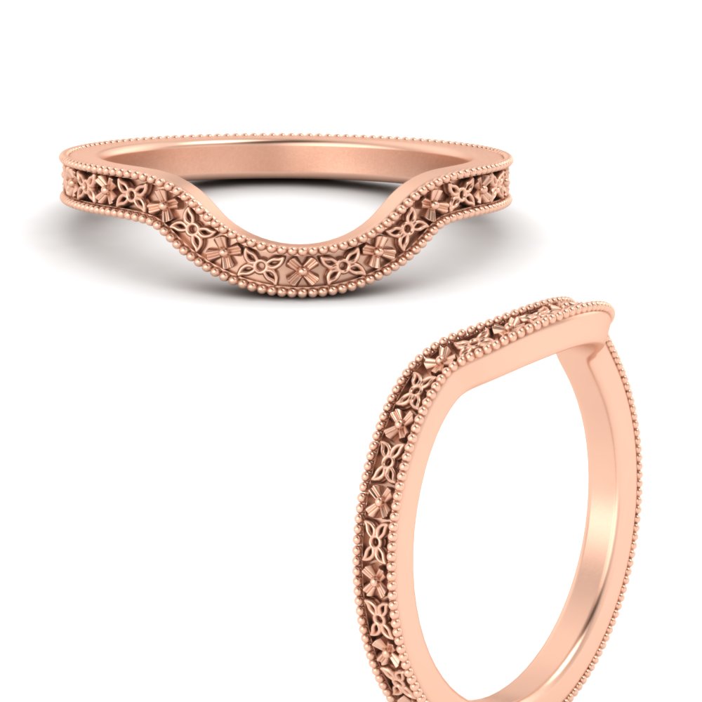 Curved Band For Vintage Ring with 14K Rose Gold undefined