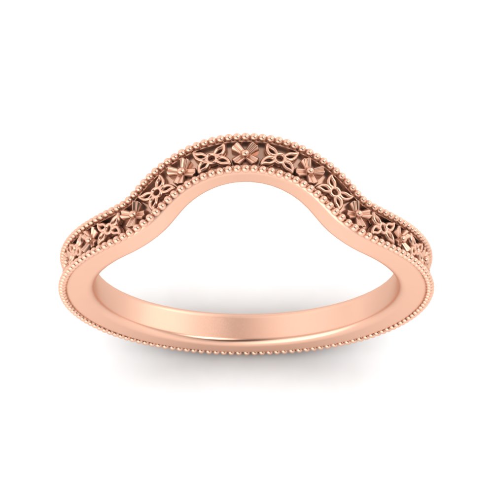 Curved Band For Vintage Ring with 14K Rose Gold undefined