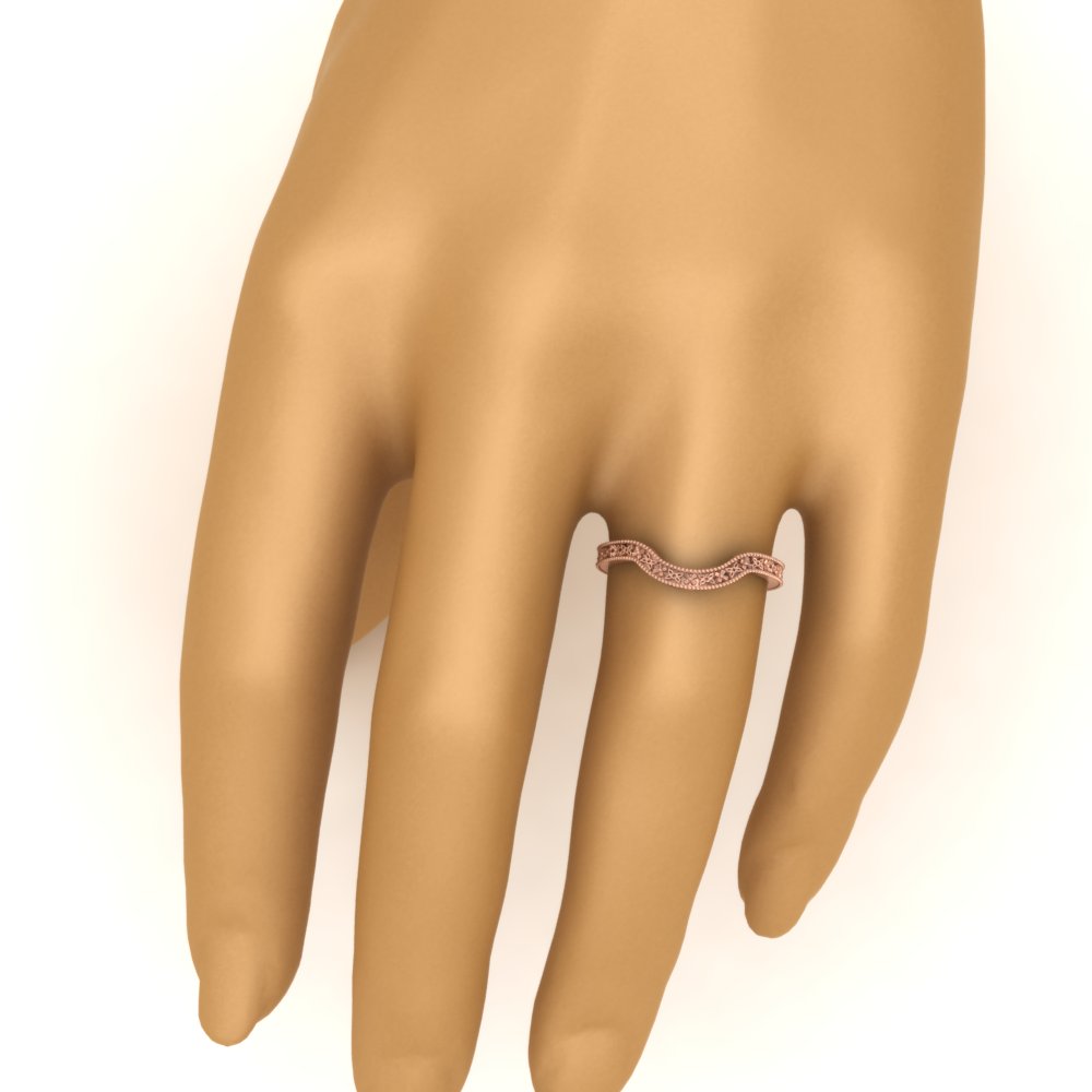 Curved Band For Vintage Ring with 14K Rose Gold undefined