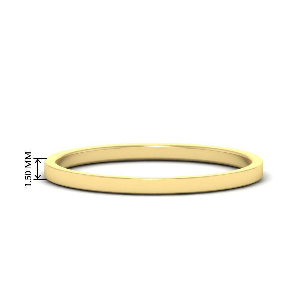  1.50 MM Mini Cigar Band with White Diamond 14K Yellow Gold