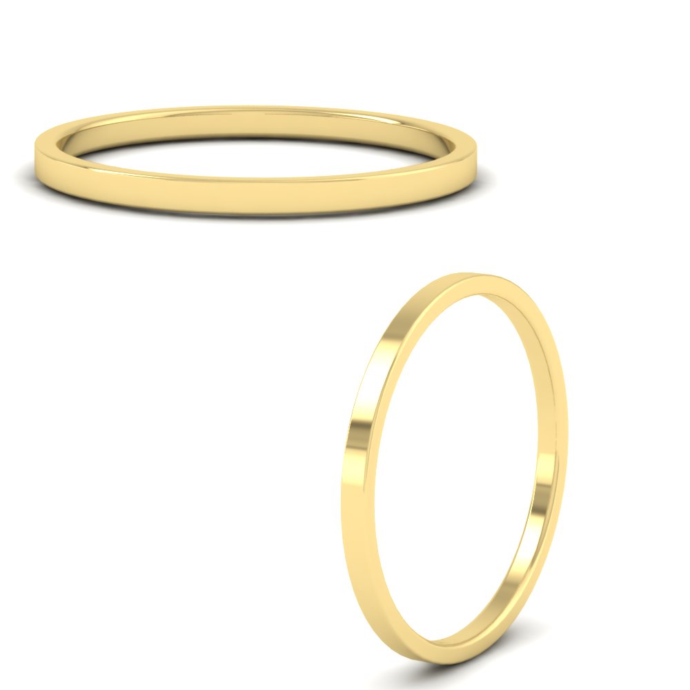  1.50 MM Mini Cigar Band with White Diamond 14K Yellow Gold