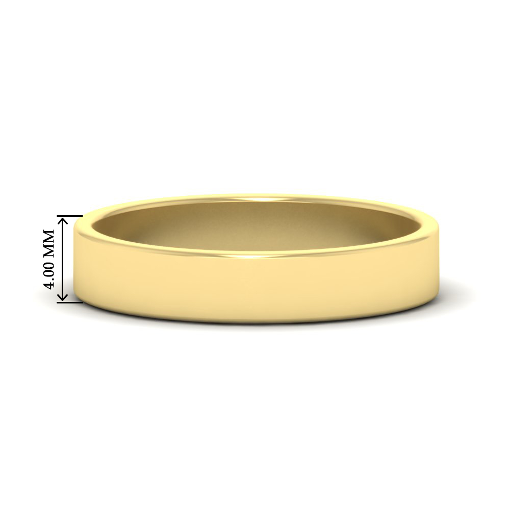  4 MM Slim Cigar Band with White Diamond 14K Yellow Gold