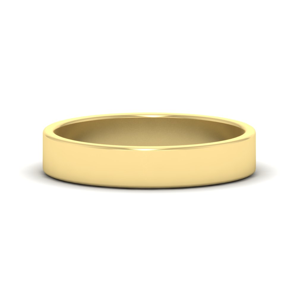  4 MM Slim Cigar Band with White Diamond 14K Yellow Gold