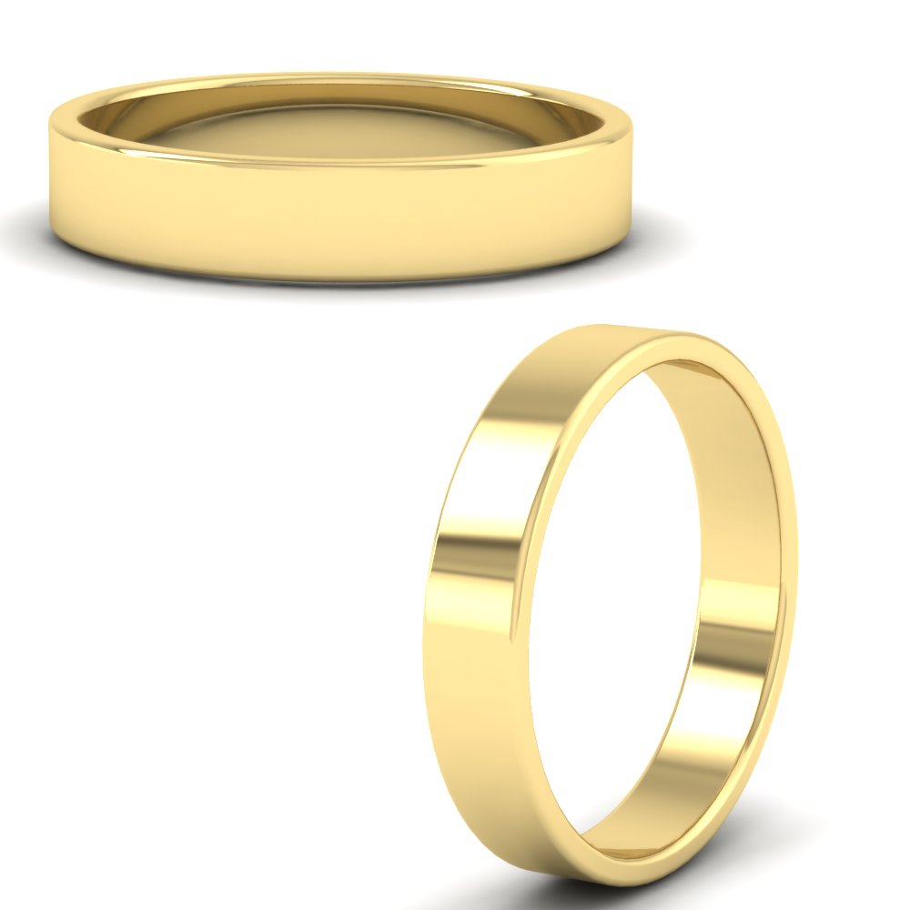  4 MM Slim Cigar Band with White Diamond 14K Yellow Gold