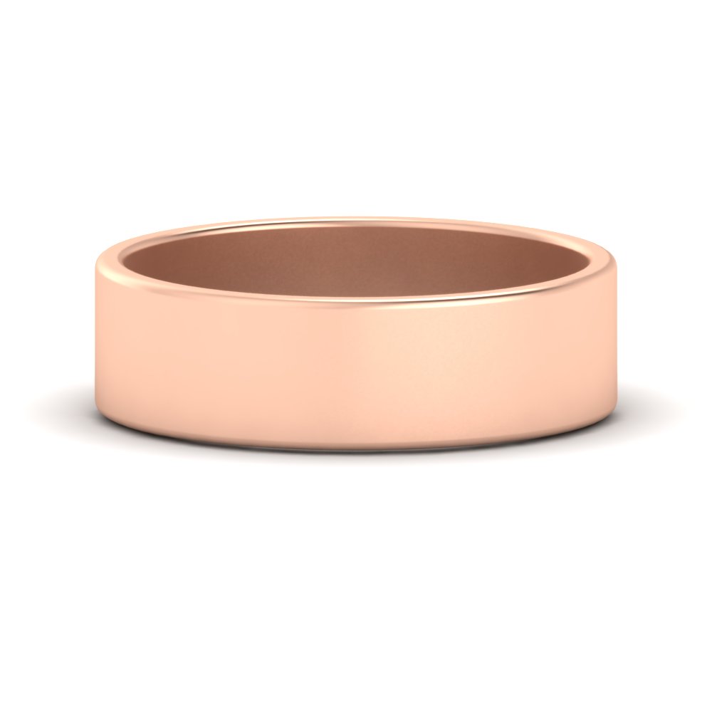  6 MM Modern Cigar Band with White Diamond 14K Rose Gold