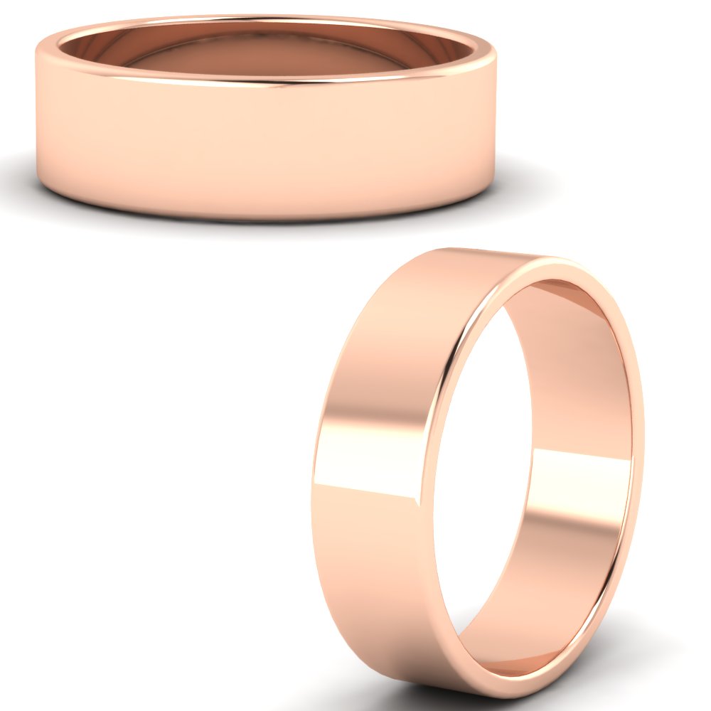  6 MM Modern Cigar Band with White Diamond 14K Rose Gold