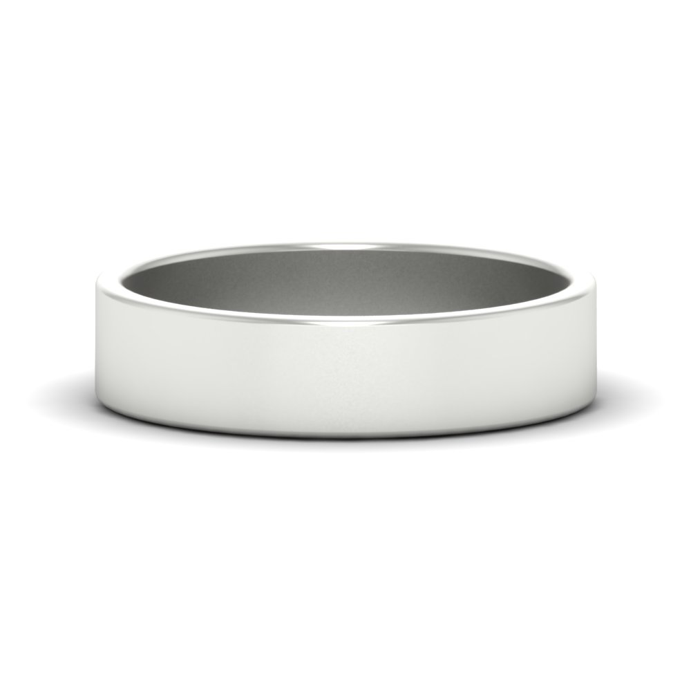 Unisex Classic Flat Cigar Band 5 MM with 14K White Gold undefined