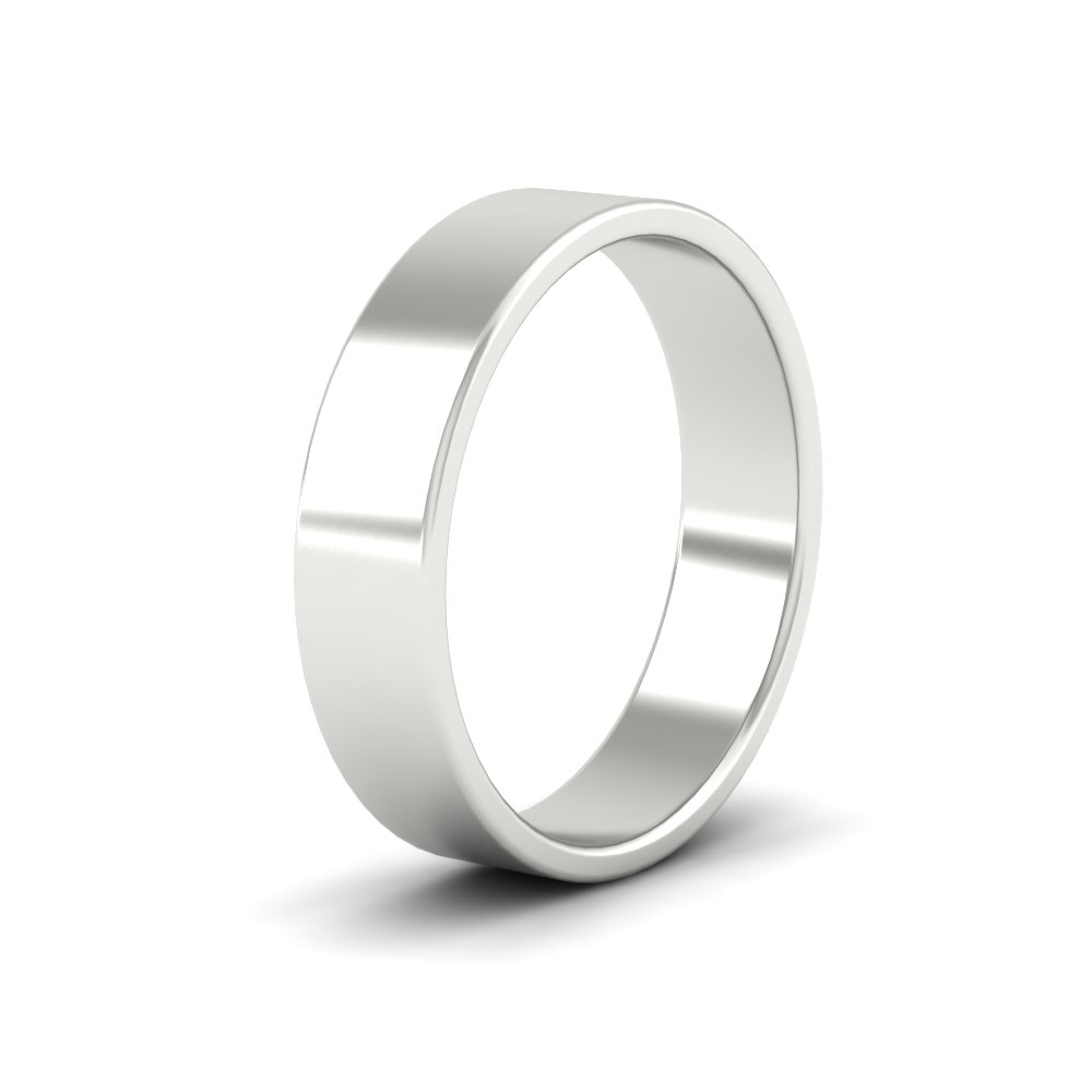 Unisex Classic Flat Cigar Band 5 MM with 14K White Gold undefined