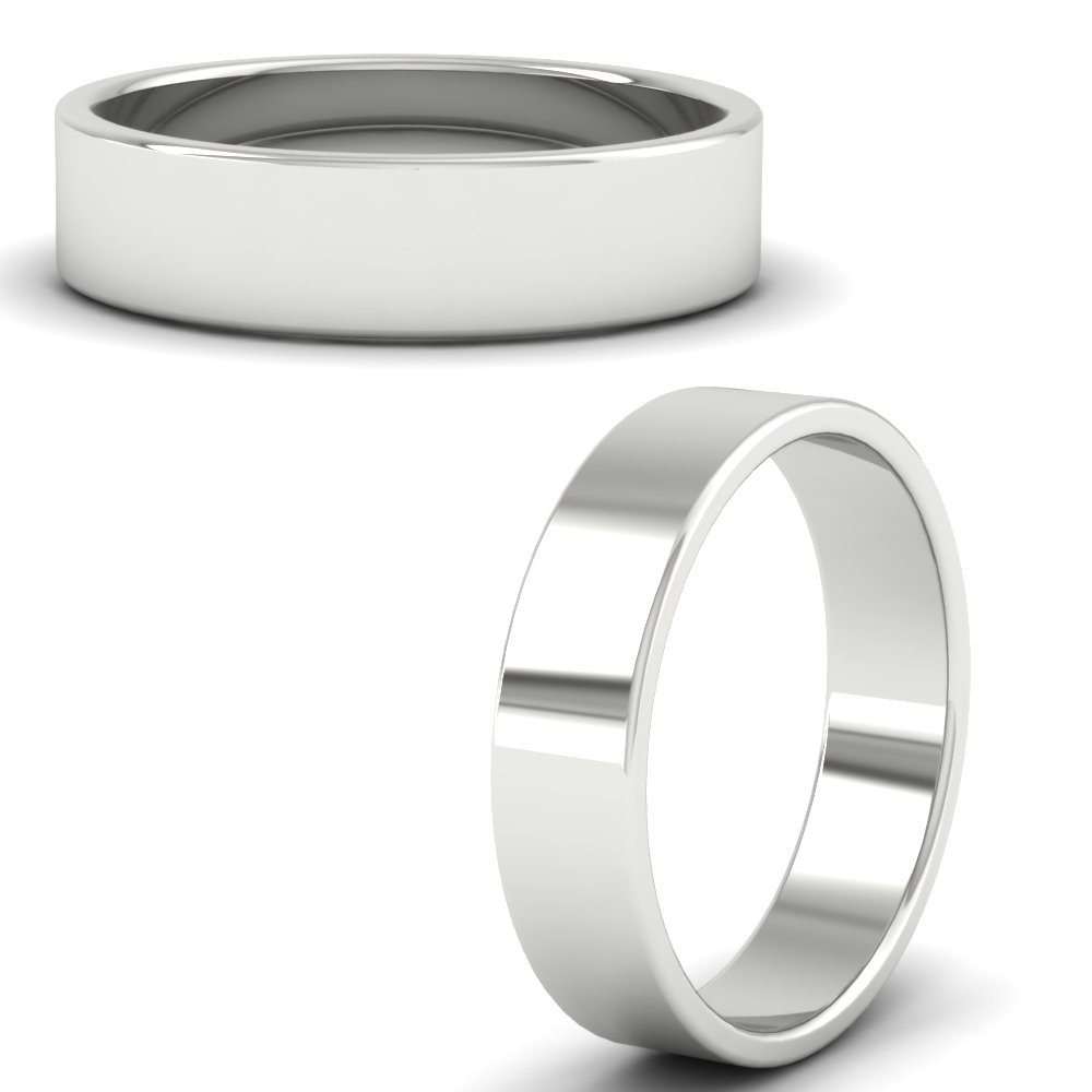 Unisex Classic Flat Cigar Band 5 MM with 14K White Gold undefined