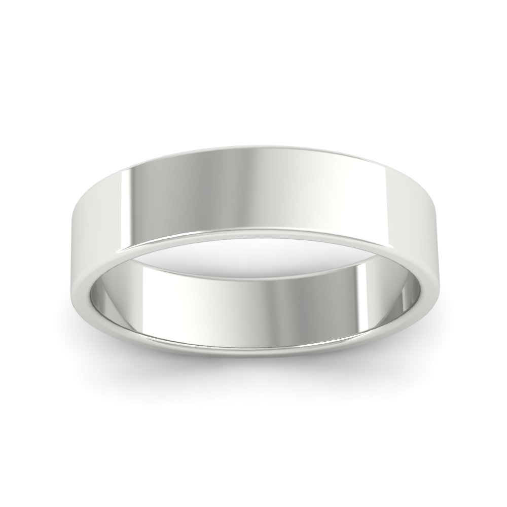 Unisex Classic Flat Cigar Band 5 MM with 14K White Gold undefined
