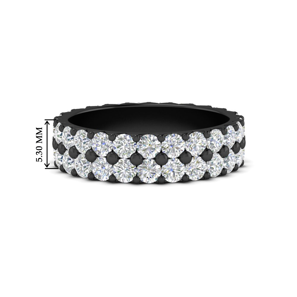 2 Row Diamond Black Eternity Ring 2.50 Carat with 14K Black Gold White Diamond