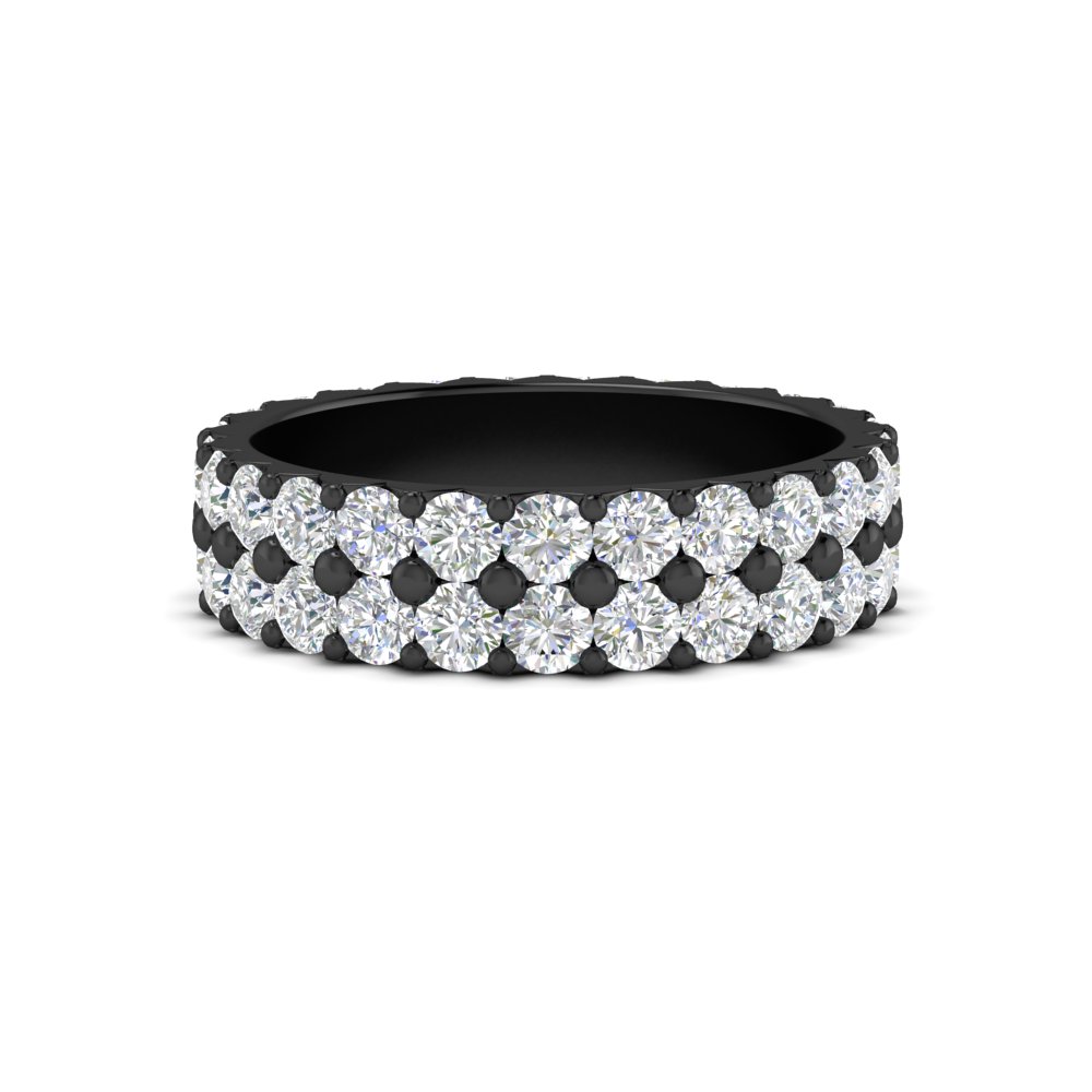 2 Row Diamond Black Eternity Ring 2.50 Carat with 14K Black Gold White Diamond