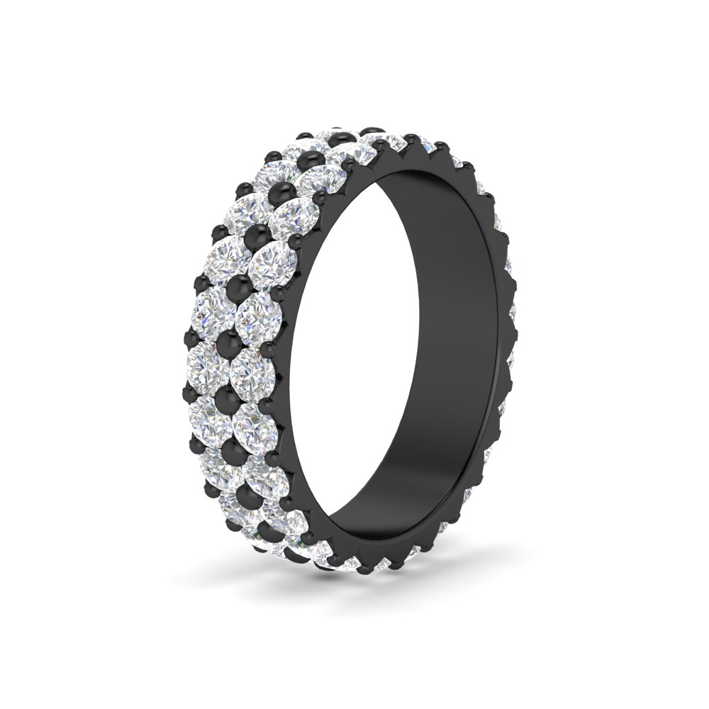 2 Row Diamond Black Eternity Ring 2.50 Carat with 14K Black Gold White Diamond