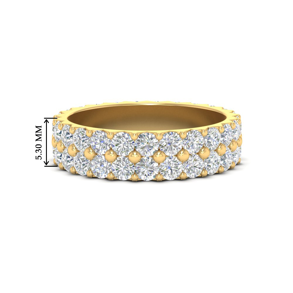 2 Row Diamond Eternity Ring 2.50 Carat with 14K Yellow Gold White Diamond