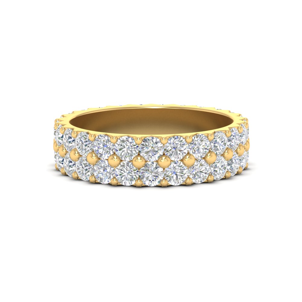 2 Row Diamond Eternity Ring 2.50 Carat with 14K Yellow Gold White Diamond