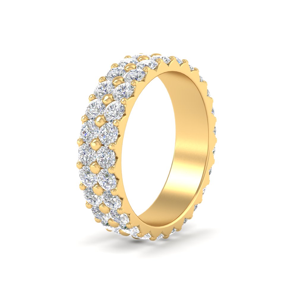 2 Row Diamond Eternity Ring 2.50 Carat with 14K Yellow Gold White Diamond