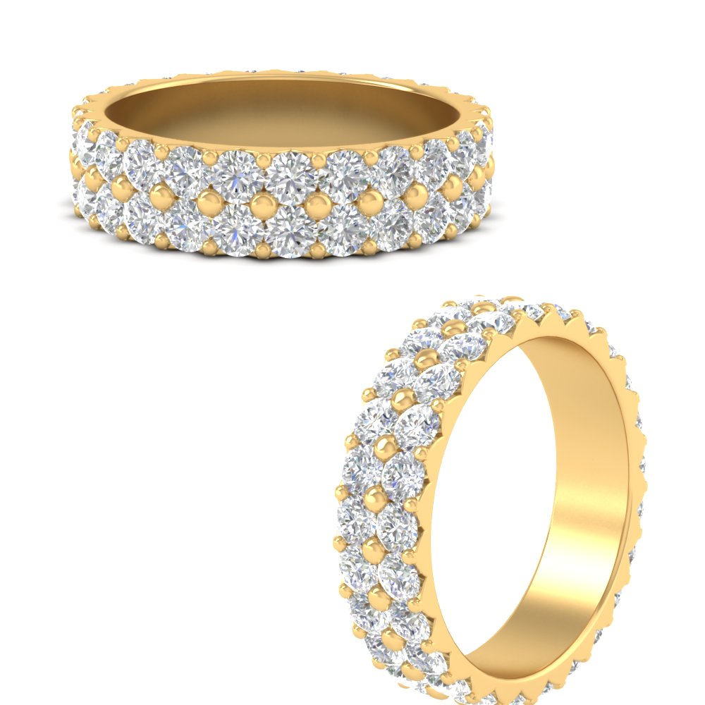 2 Row Diamond Eternity Ring 2.50 Carat with 14K Yellow Gold White Diamond