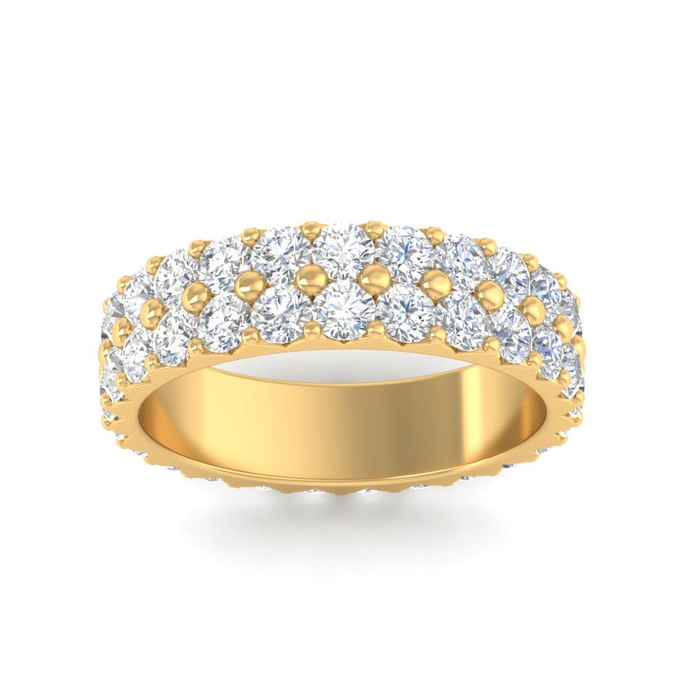 2 Row Diamond Eternity Ring 2.50 Carat with 14K Yellow Gold White Diamond