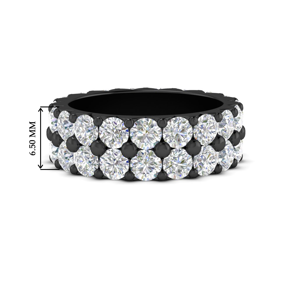 Classic Black Dual Row Diamond Eternity Ring with 14K Black Gold White Diamond