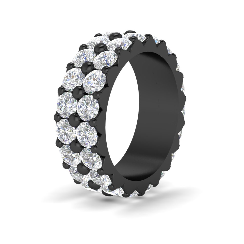 Classic Black Dual Row Diamond Eternity Ring with 14K Black Gold White Diamond